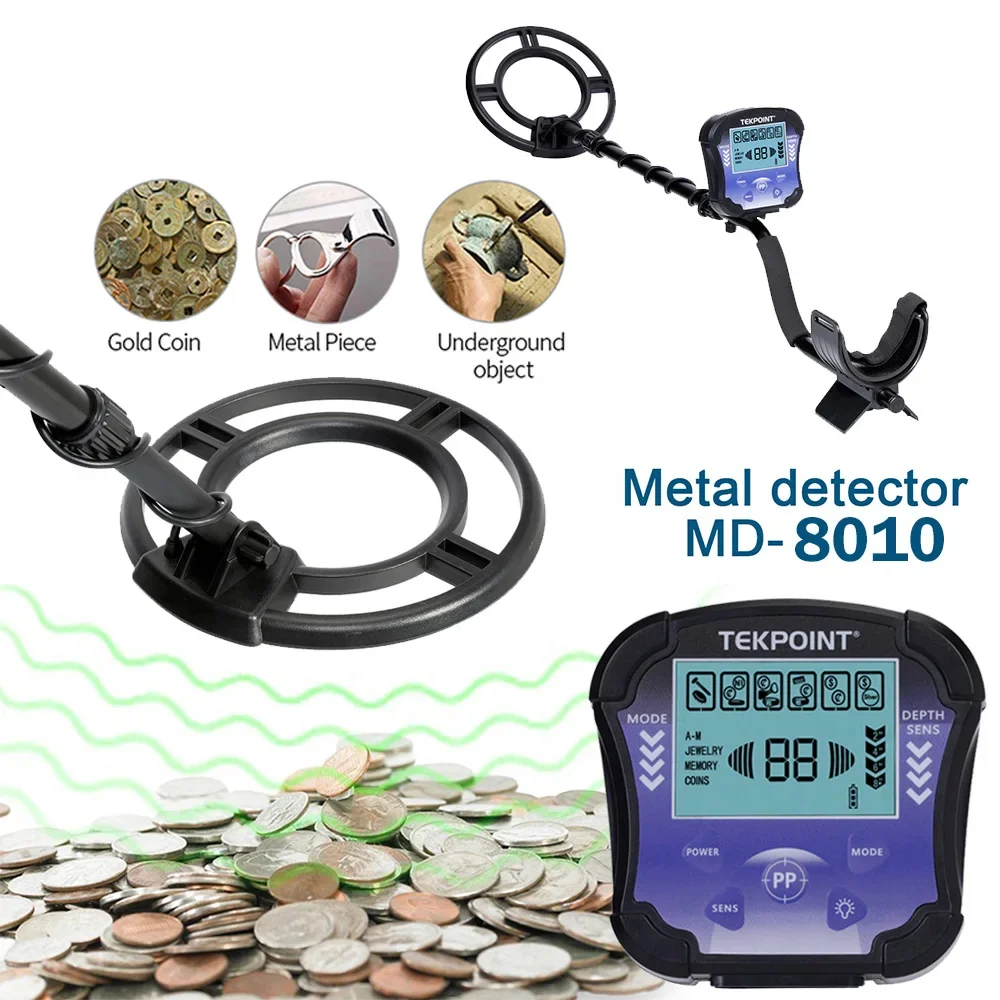 Underground Gold Metal Finder MD8010 Detector, Portable Adjustable High Accuracy Treasure Seeking Metal Detector