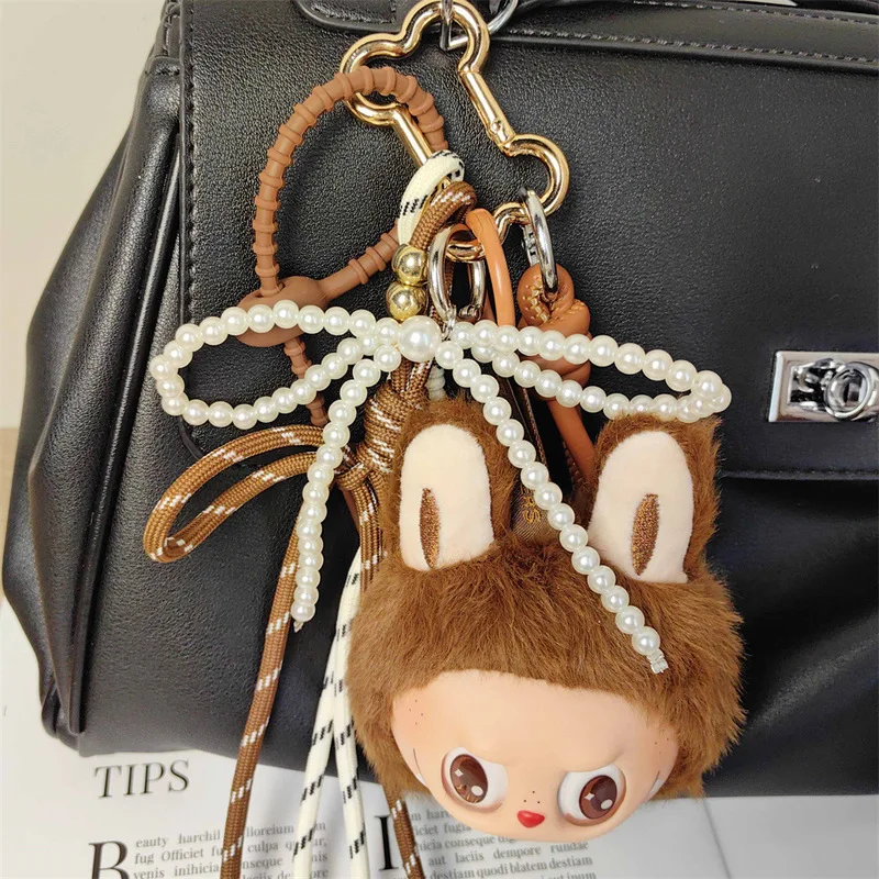 Labubu's Hot Style Plush Doll Keychain Cute Brown Girls Bag Pendant