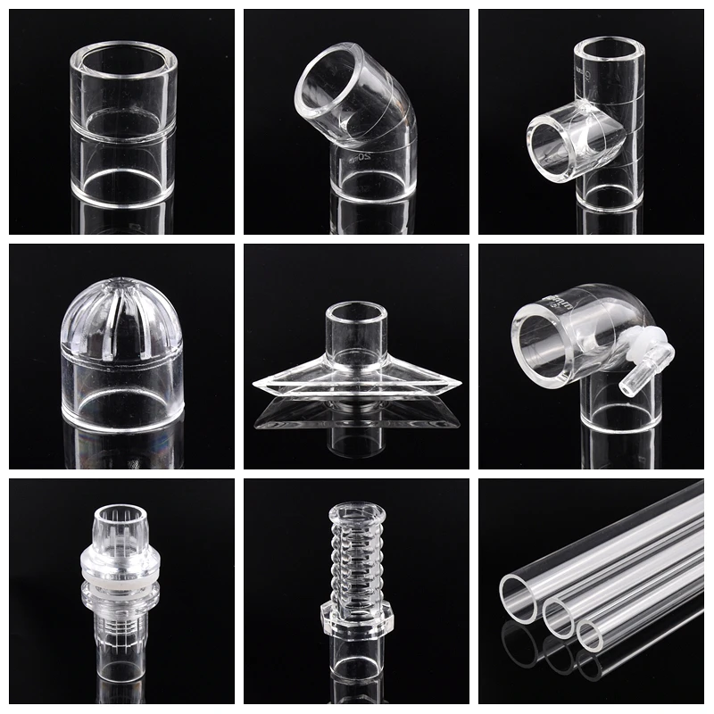 Transparent 16~50mm Acrylic Connector Acrylic Pipe Elbow Aquarium Fish Plexiglass Joint Straight Tee Water Supply Tube Fittings