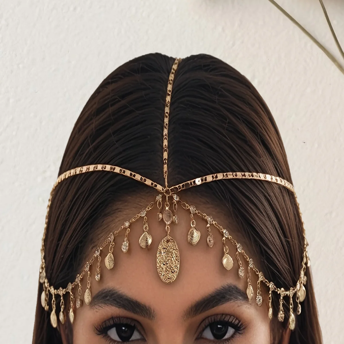 

Fashionable Tassel Middle East India Style Headband Sparkling Bridal Wedding Forehead Chain Hair Accessory