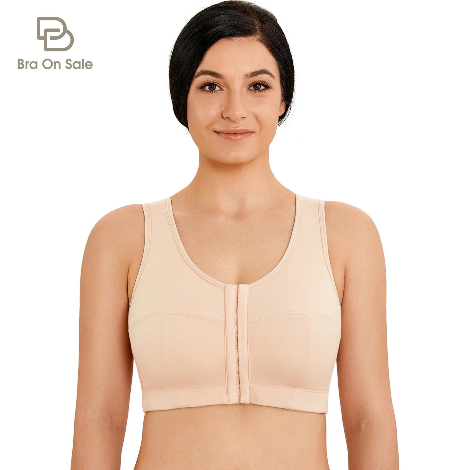 

Women's Plus Size Back Support Comfort Wireless Front Closure Bra