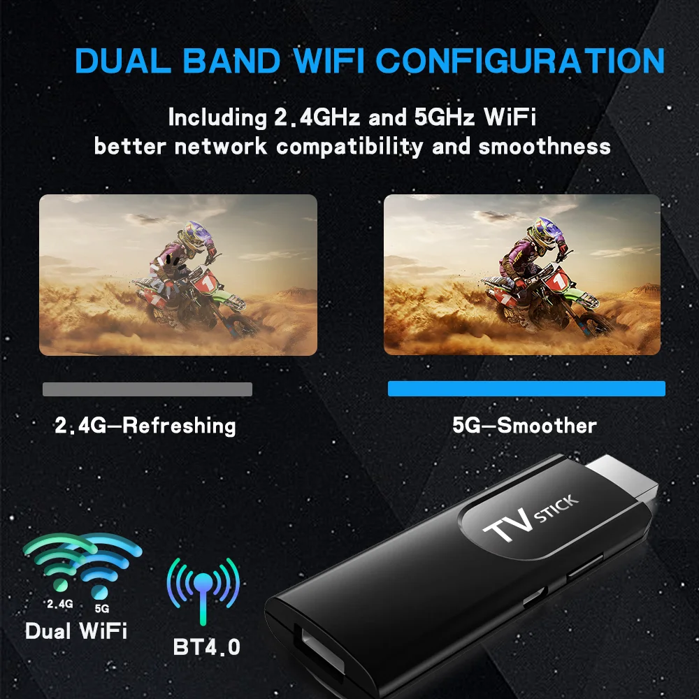 MX10 TV Stick-10 H618 Quad core cortex-A53 Android 13 ATV 4K HD 2G 16G TV Box 2.4G 5G Dual Wifi Smart Media Player TV