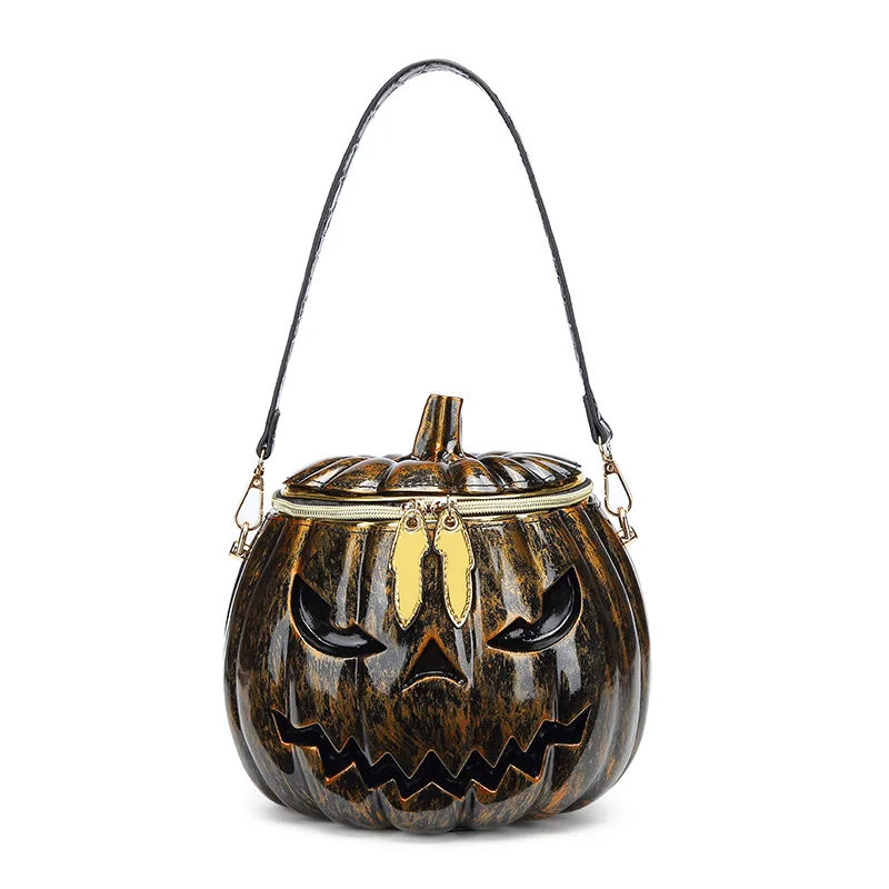 Moda 2025 Casual Halloween transfronterizo tridimensional bolso con cabeza de calabaza bandolera de un solo hombro para mujer