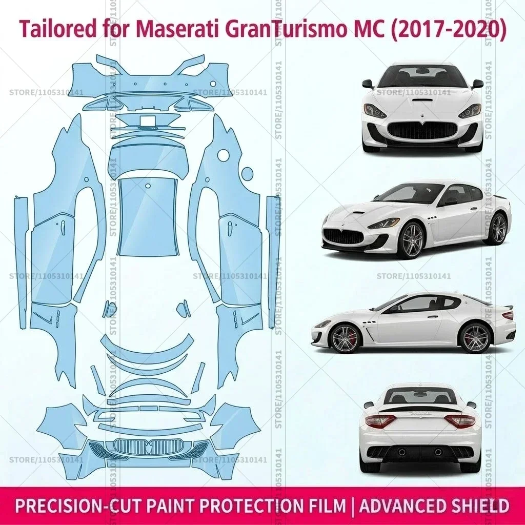 

For Maserati GranTurismo MC 2017-2020 Pre-Cut Paint Protection Film PPF Transparent Front Bumper Protector Clear Bra Car Film