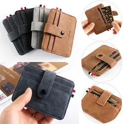 1pc Mini Men's Leather ID Credit Card Holder Wallet Fashion Coin Purse Business Slim Money Pocket Case