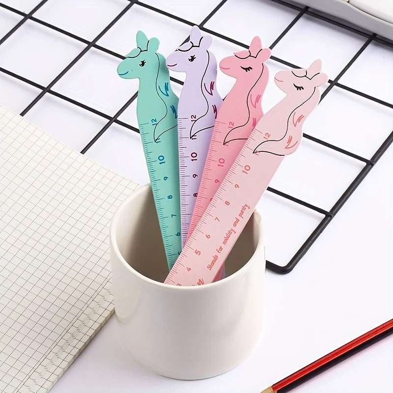 ユニコーン木製描画定規、創造的な漫画、学生文房具、かわいい、1個