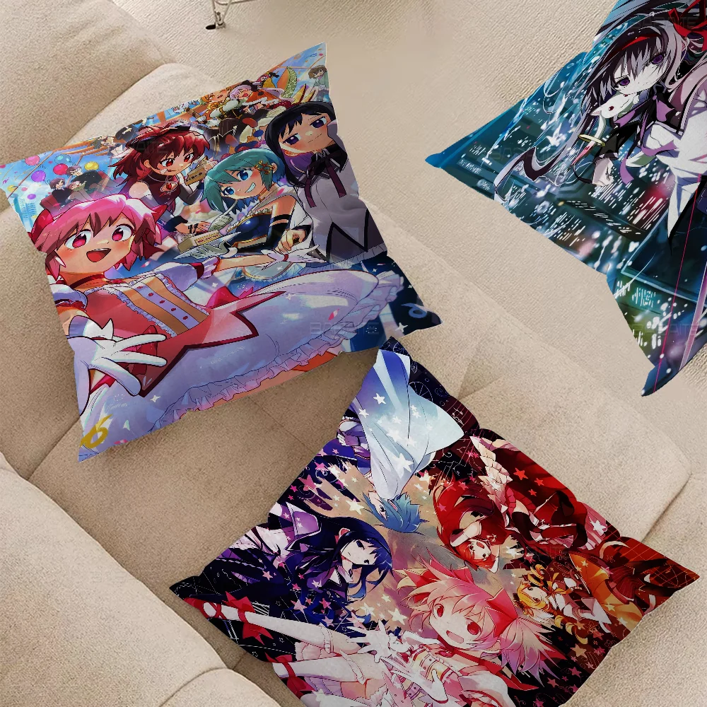 Puella Magi Madoka M-Magica Decorative Room Aesthetics Pillow Case Home Decor Bedroom Sofa Bed Couch Pillow Cover 45x45