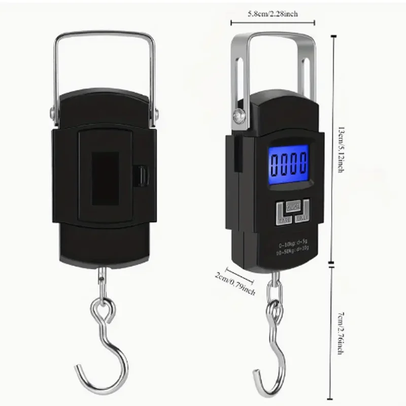 55kg/10g USB Charging Electronic Digital Scale Hanging Hook Fishing Travel Double Precision Luggage Weight Scale Balance Scales