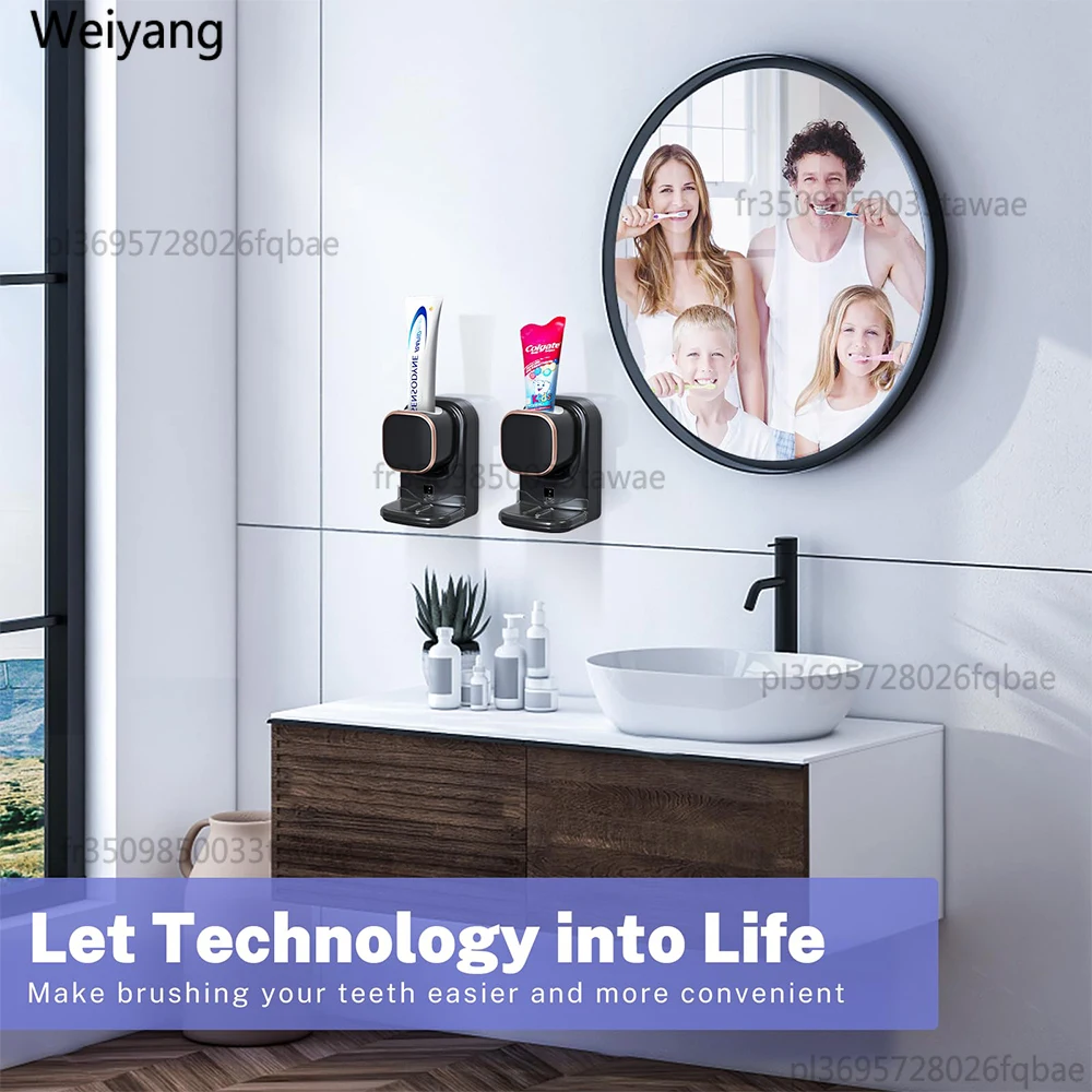 موزع معجون الأسنان الأوتوماتيكي، عصارة معجون الأسنان الكهربائية المثبتة على الحائط للأطفال والكبار للحمام #5