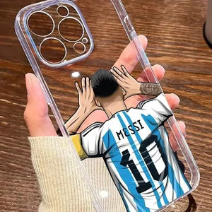 Nr. 10 Messi Futebol Superstar transparentes Anti-Fault-Design-Hülle für iPhone 15 Pro Max 16 14 13 12 Mini Soft Silicon Cape 10 Hauptverkäufe iPhone X Messi Cover - №3