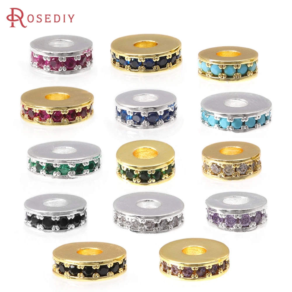 

6 шт. 6 мм, 8 мм, 18 К, золотой цвет, латунь, циркон, большие отверстия, колесо-разделители, браслеты, бусины, высокое качество, изготовление ожерелья, сережек своими руками