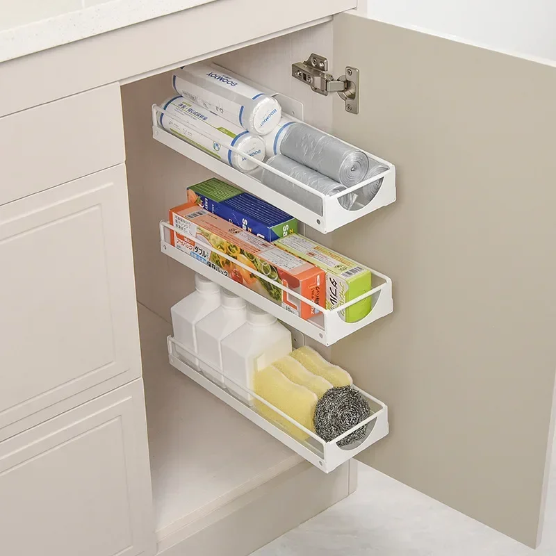 Kitchen Cabinet Storage Shelf Wall-mounted Slide Rail Drawer-Type Gap Storage Rack Organizer Under Sink Home Organizer Shelf