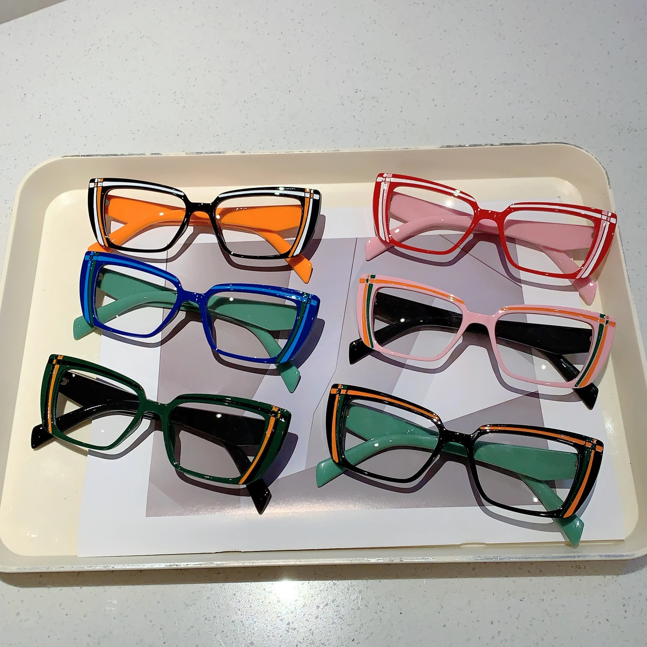 KAMMPT Vintage Cat Eye Glasses Women 2024 New Fashion Multicolor Rim Eyewear Trendy Stylish Design Non-prescription Eyeglasses