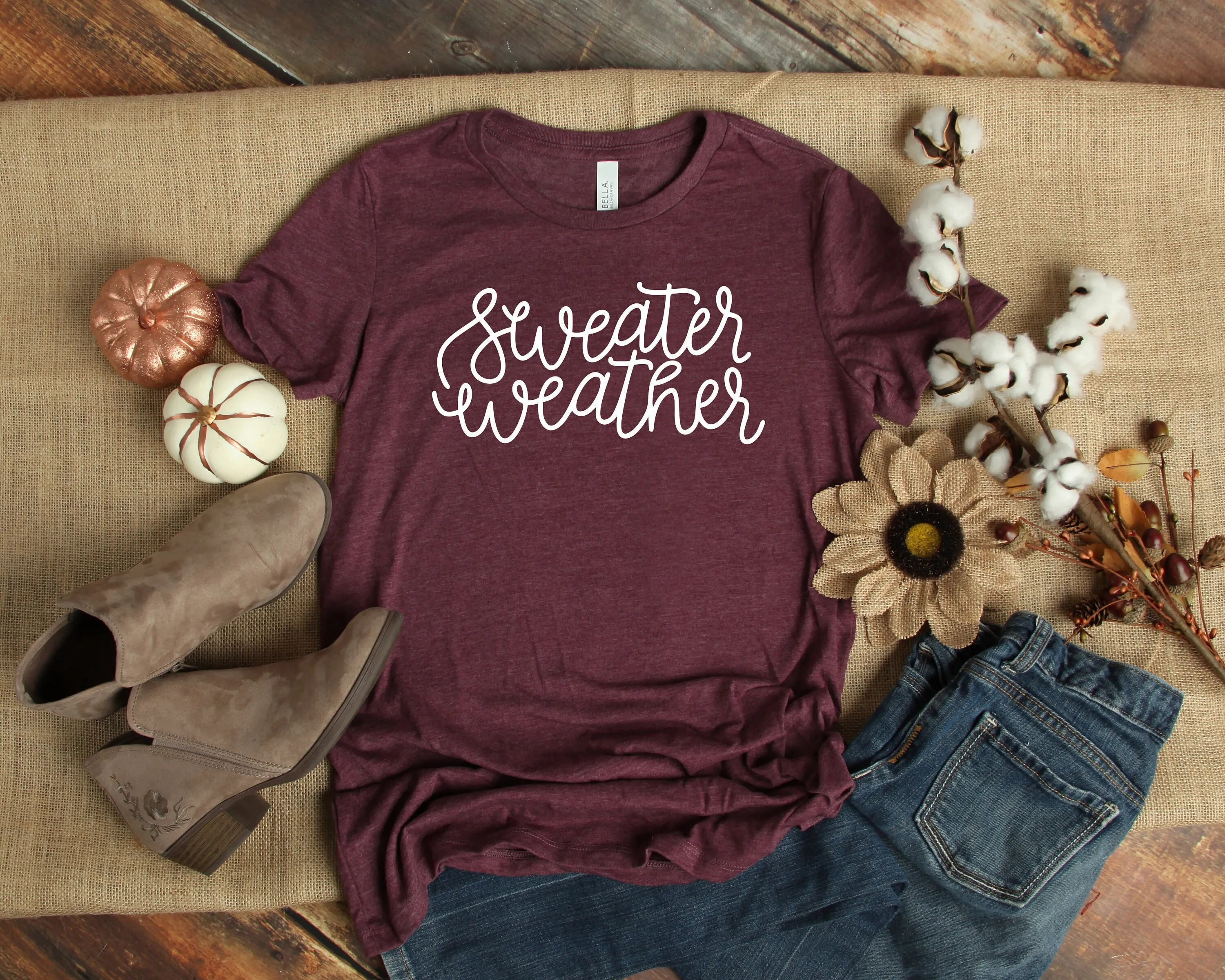 Sweater Weather T Shirt Thankgiving Cute Fall Autumn Thanksgiving Day Pumpkin Happy