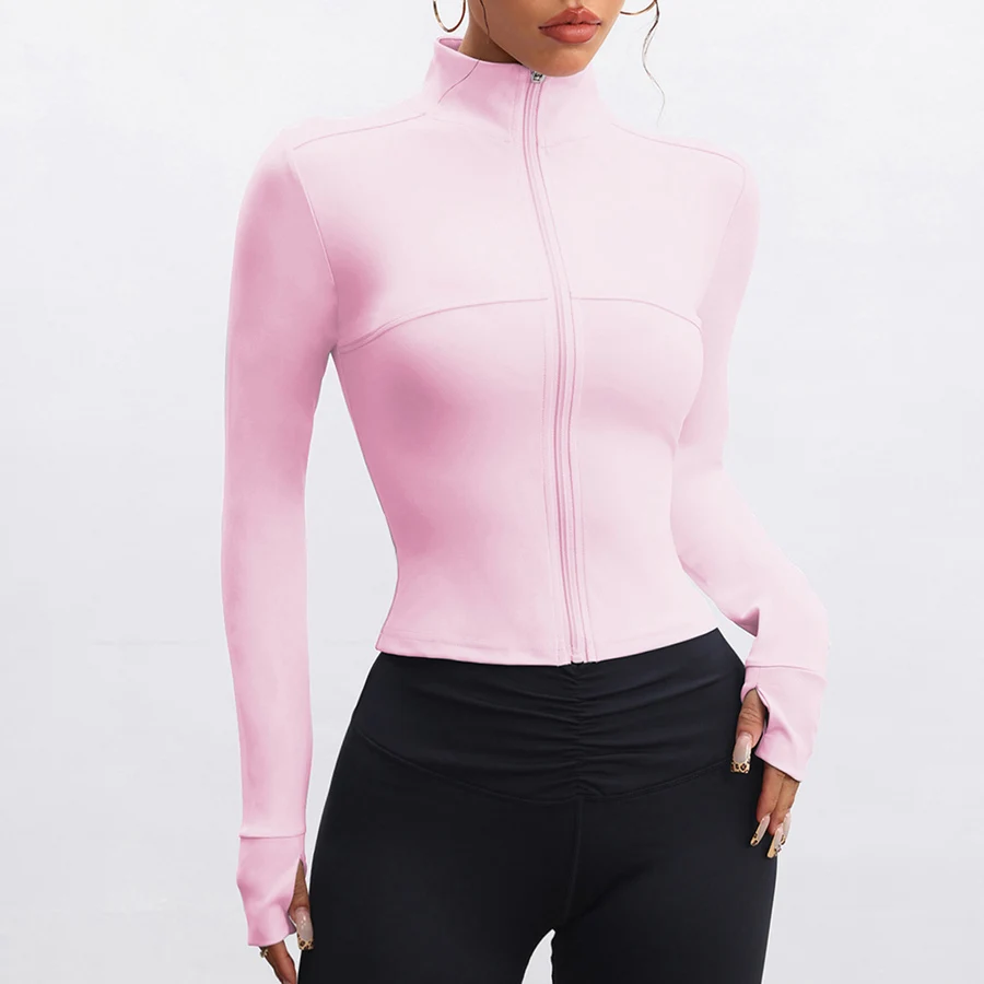 Seamless Sports Jacket Zippy Fitness Shirt Women Long Sleeve Yoga Tops Running Workout Gym Coat Fitness Clothing Activewear