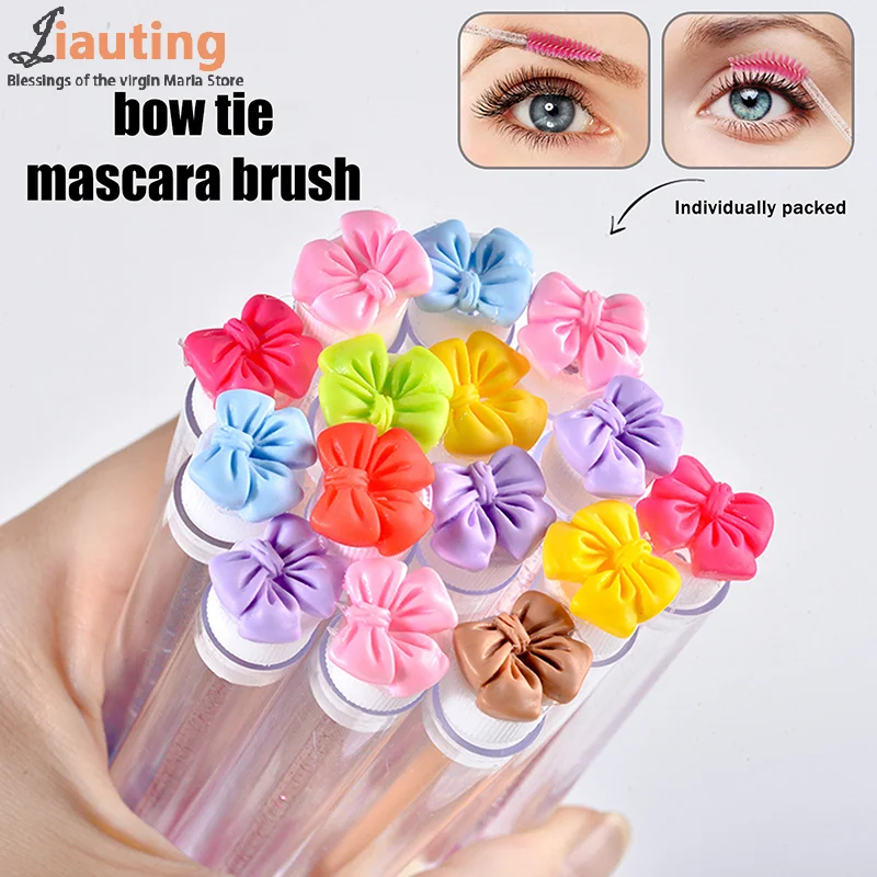 Tubes de brosse à cils colorés avec nœud papillon, baguettes de Mascara en cristal, peigne à sourcils, bobines applicateurs, outils de maquillage, 1 pièces