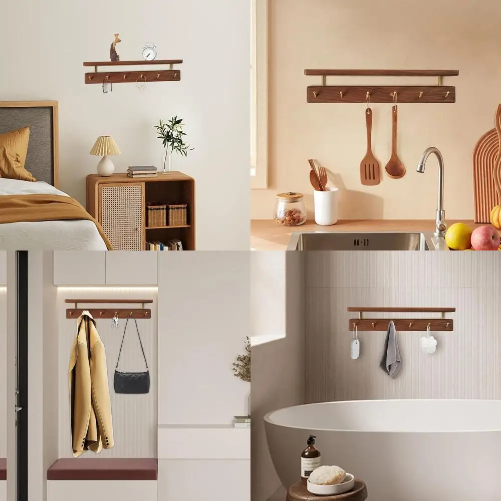 

Настенная вешалка для одежды из 19 элементов с 6 латунными крючками для прихожей, гостиной и других помещений