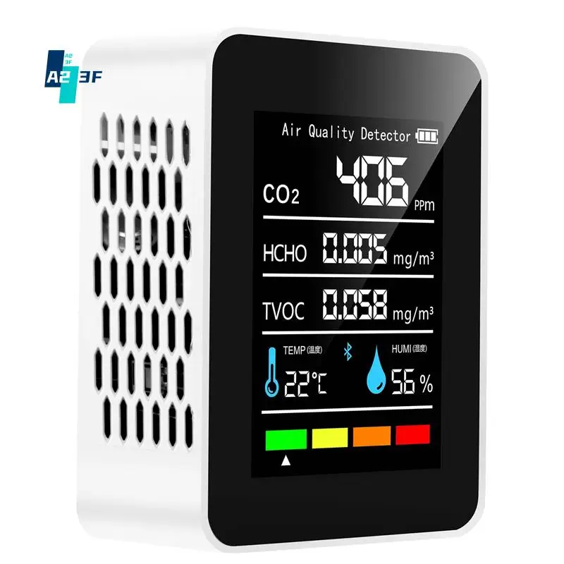 

A23F-5 In1 CO2 метр цифровой тестер температуры и влажности монитор качества воздуха углекислого газа TVOC анализатор HCHO