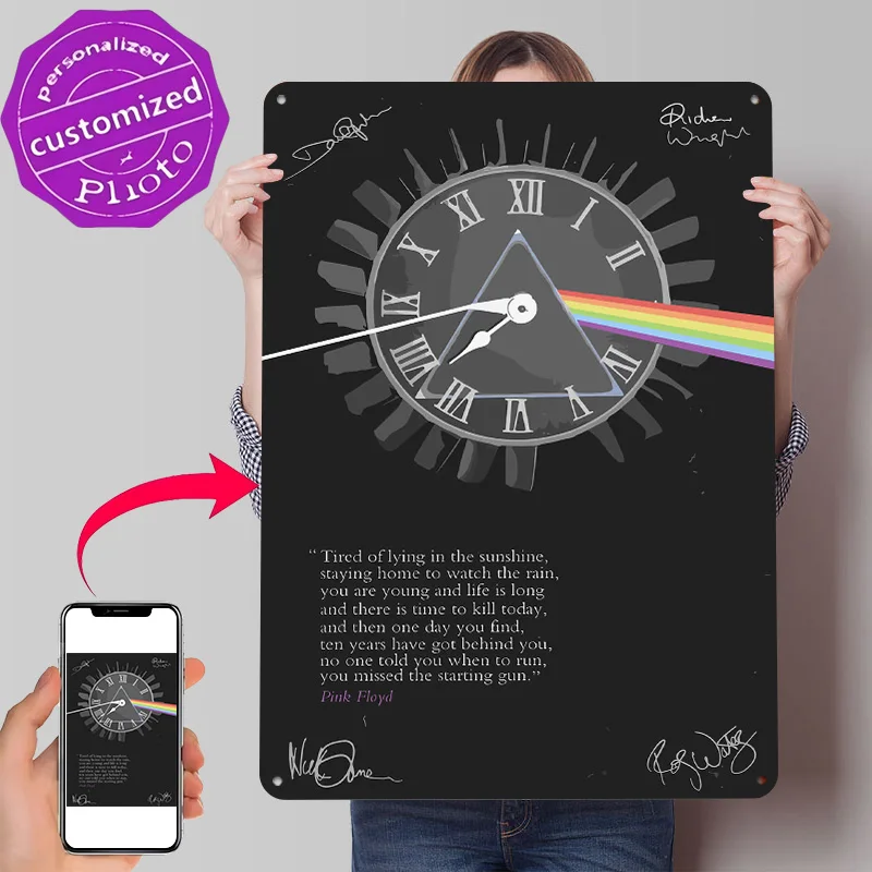 Pink Floyd Dark Side of the Moon 3D Texture Printed Poster Custom Vintage Metal Tin Plate Sign for Wall Art Bedroom Decorations