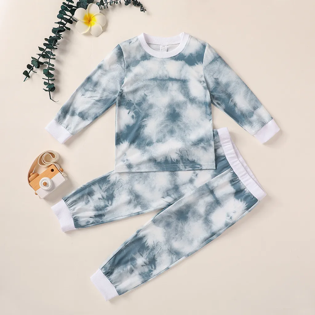 

Kids Boys Girls Clothes Toddler Tie Dye Sweatshirt Pullover + Long Sweatpants Daily Tracksuit Sweatsuits 2pieces Casual Homewear