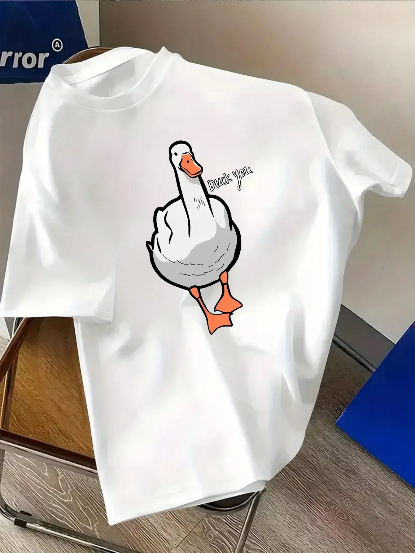 

Funny Duck Print Cotton T-shirt Unisex Men Women Summer Short Sleeve Fashion Brand Tee Luxury Casual Streetwear Y2k+ Tops
