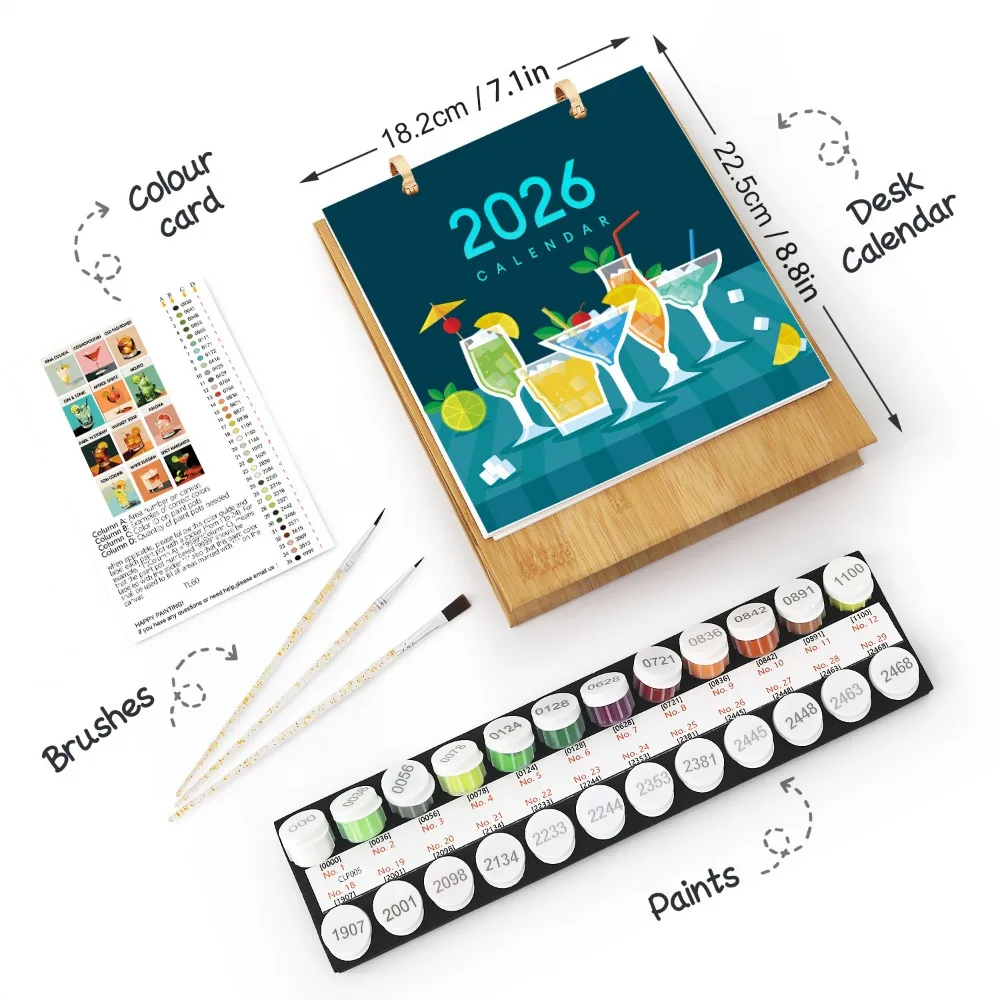 

Unique 2026 Edition Desk Calendar Handmade Hand Drawn Table Planner Commemorative 12 Month DIY Calendar Family and Friend