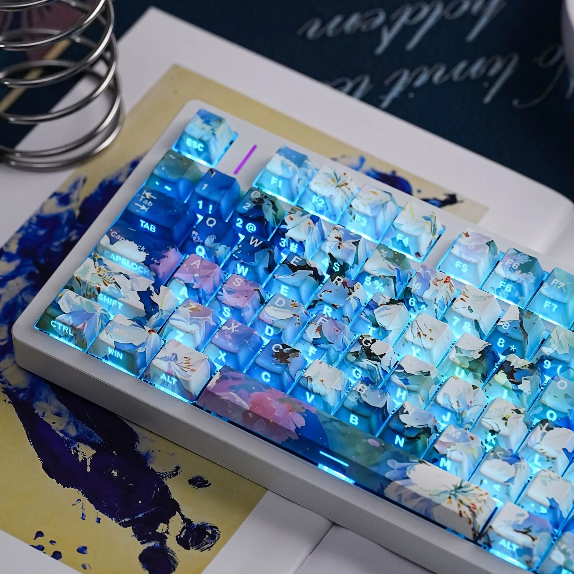 Mechanical Keyboard Shine Through Side Printed Keycap Hebrew Spanish French German Russian Korean UK Cherry Profile PBT Keycaps