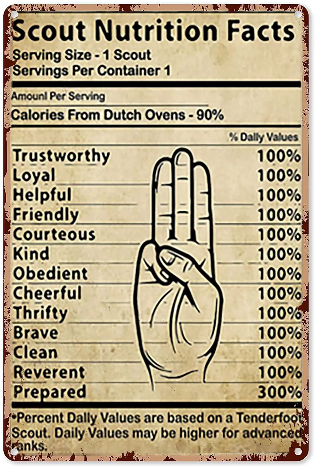 Vintage Metal Tin Sign Scout Nutrition Facts Vertical Poster Wall Decor Poster Home Gate Garden Bars Restaurants Cafes Offi sign