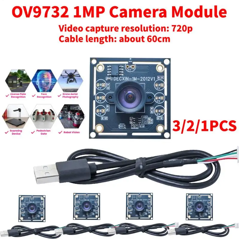 1PCS OV9732 100 Degree Camera Module 720P With 60cm Cable Sensor Webcam Board  For Winxp/7/8 Driver-free plug and play Board