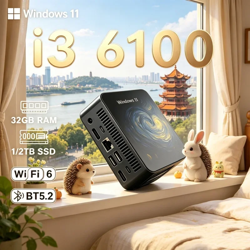 

Arcane 2026 Lean-shaped MINI PC Windows 11 Pro Core I3 6100 RAM 1TB SSD WIFI 6 BT5.2 4K HD Distinguished Hushful Gaming Office