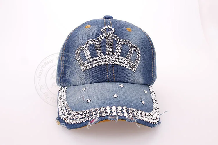 

1PCS Fashion Rhinestone Princess Crown Denim Baseball Peaked Cap Hat