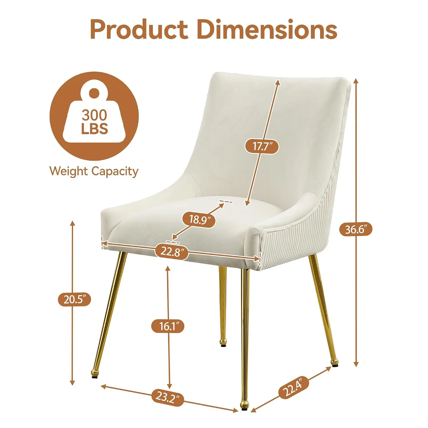 Velvet Dining Chairs Set of 4 Gold Legs,Upholstered Velvet Accent Chairs, Pleated Back Design & Gold Pull Handle, Mid, Custom