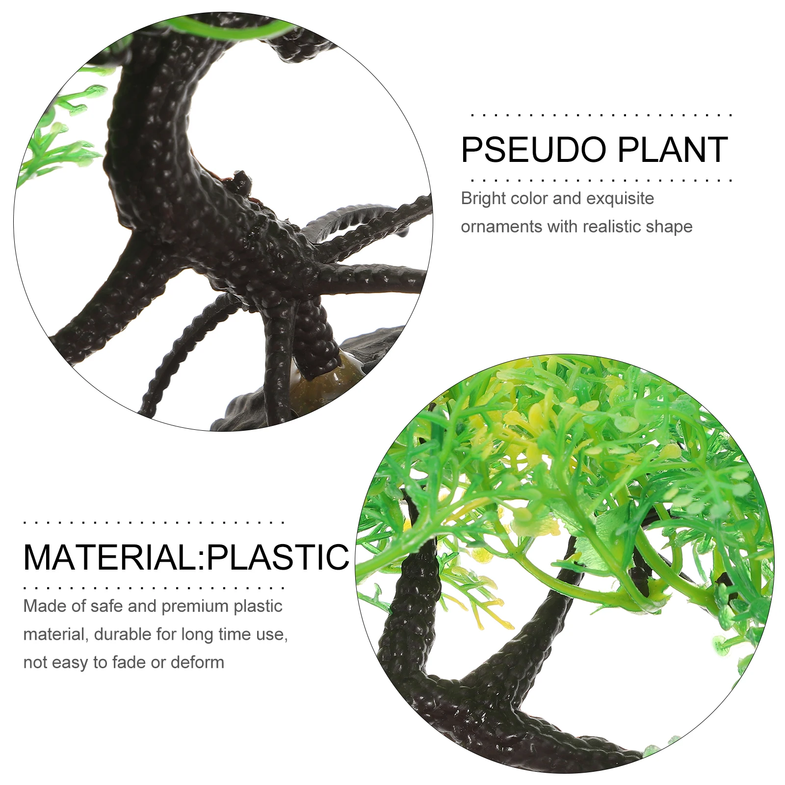 

2pcs Simulated Welcoming Pine Potted Plant Safe Soft Plastic Aquarium Bonsai Fish Tank Decor Artificial Plants for Reptile Cage