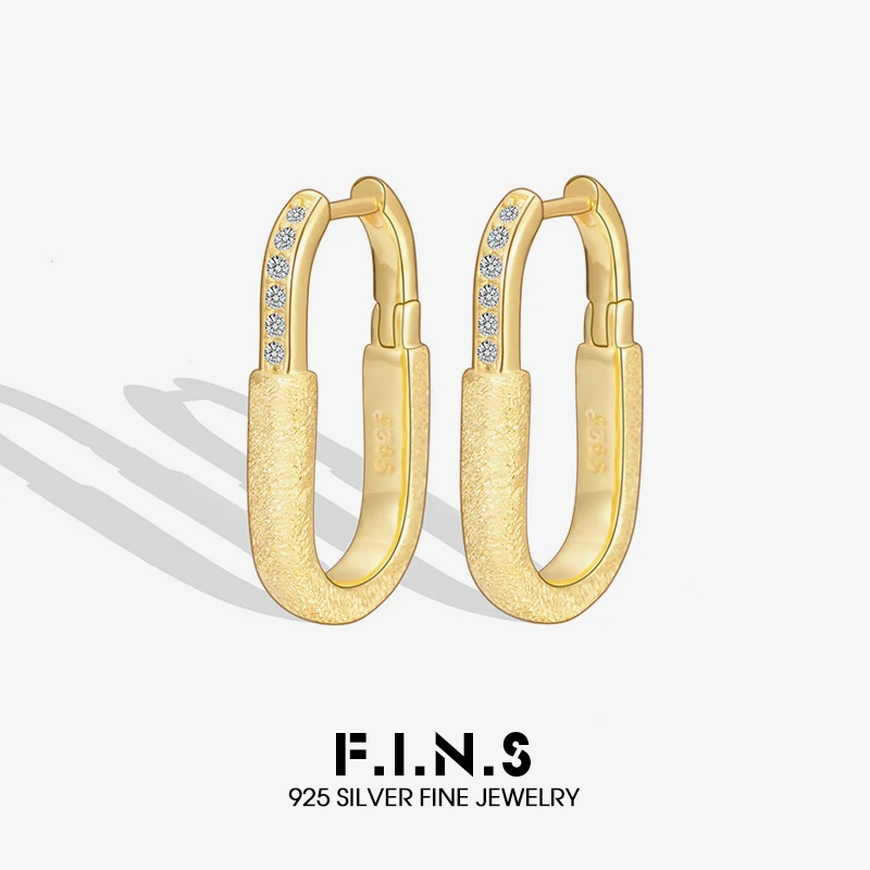 

F.I.N.S, массивные серьги U-образной формы из стерлингового серебра 925 пробы, минималистичные шикарные цирконовые геометрические пряжки для ушей, гипоаллергенные ювелирные изделия