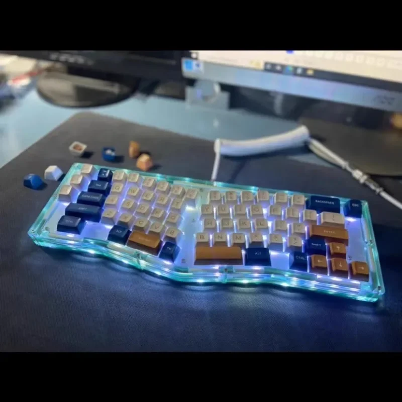 Alice Mechanical Keyboard Kit Wired Single-mode Ergonomic RGB Hot Swappable Transparent Acrylic Case Custom gaming Keyboard