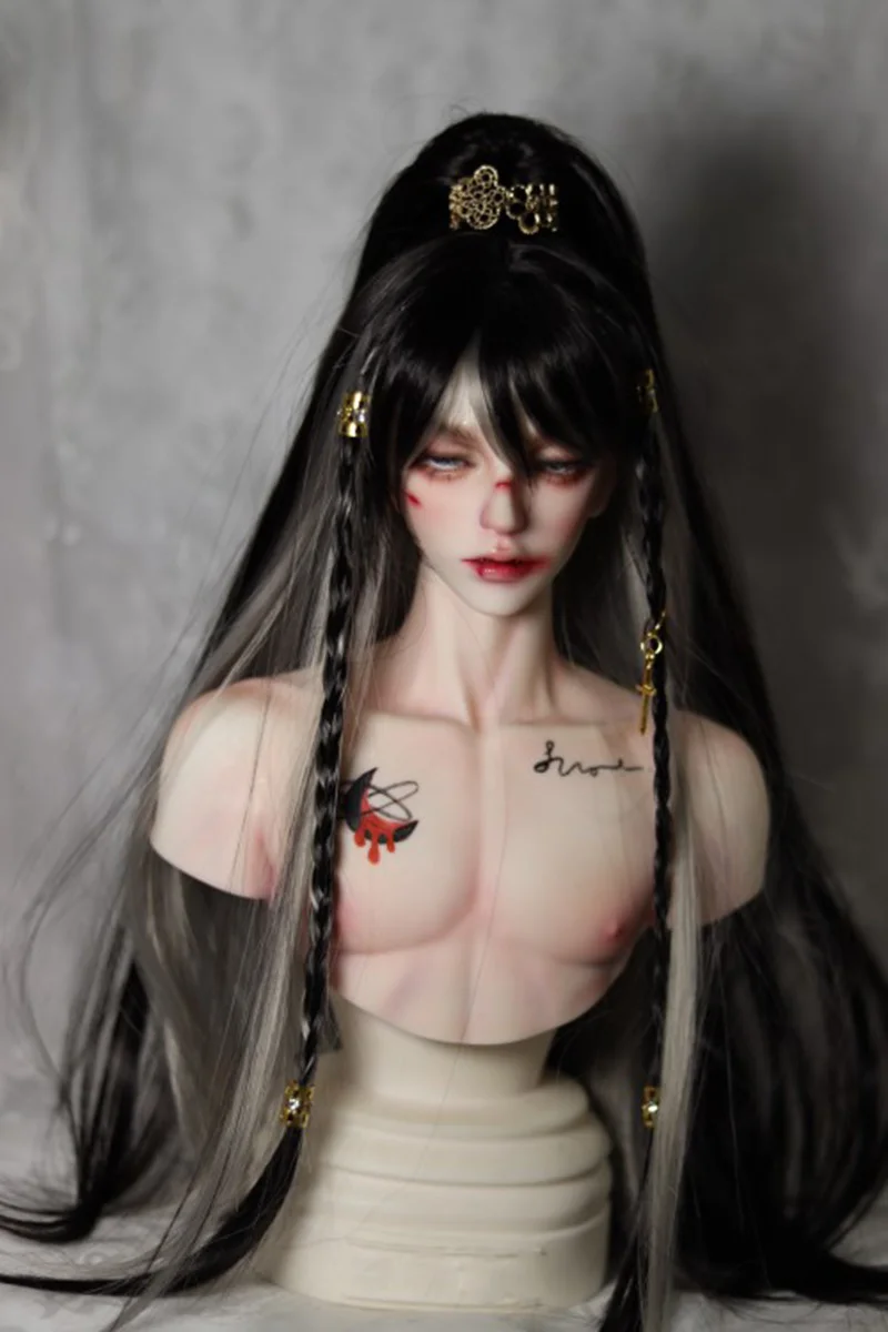 

1/4 1/3 Scale BJD Wigs Ancient Costume Hanfu Vintage Long Hair Samurai Wig For MSD SD13 SSDF ID72 Uncle Doll Accessories A1390