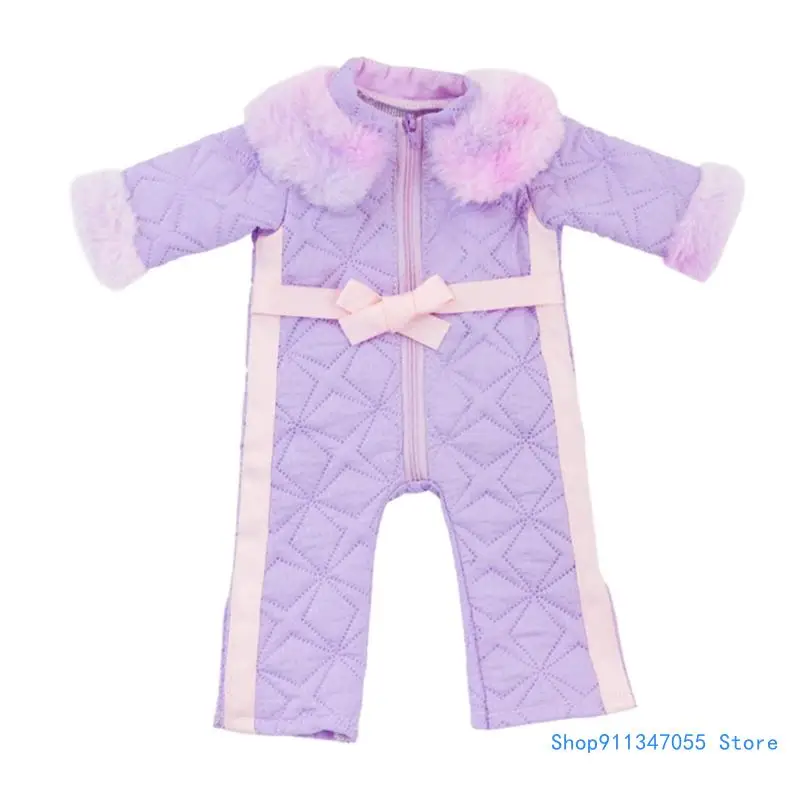 Warm Jumpsuit Long Coat Bowknot Overalls for 18 Inch Girl Outfit Drop shipping