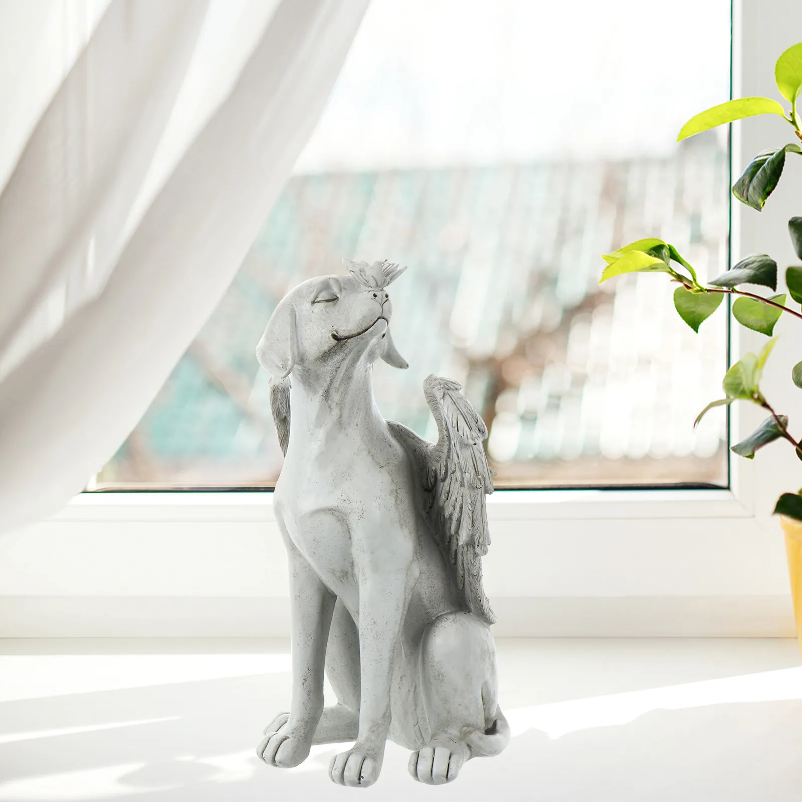 

Large Resin Dog Memorial Angel Statue Vivid Feathered Wings Sculpture for Indoor Outdoor Use Healing Gift for Lost Pet