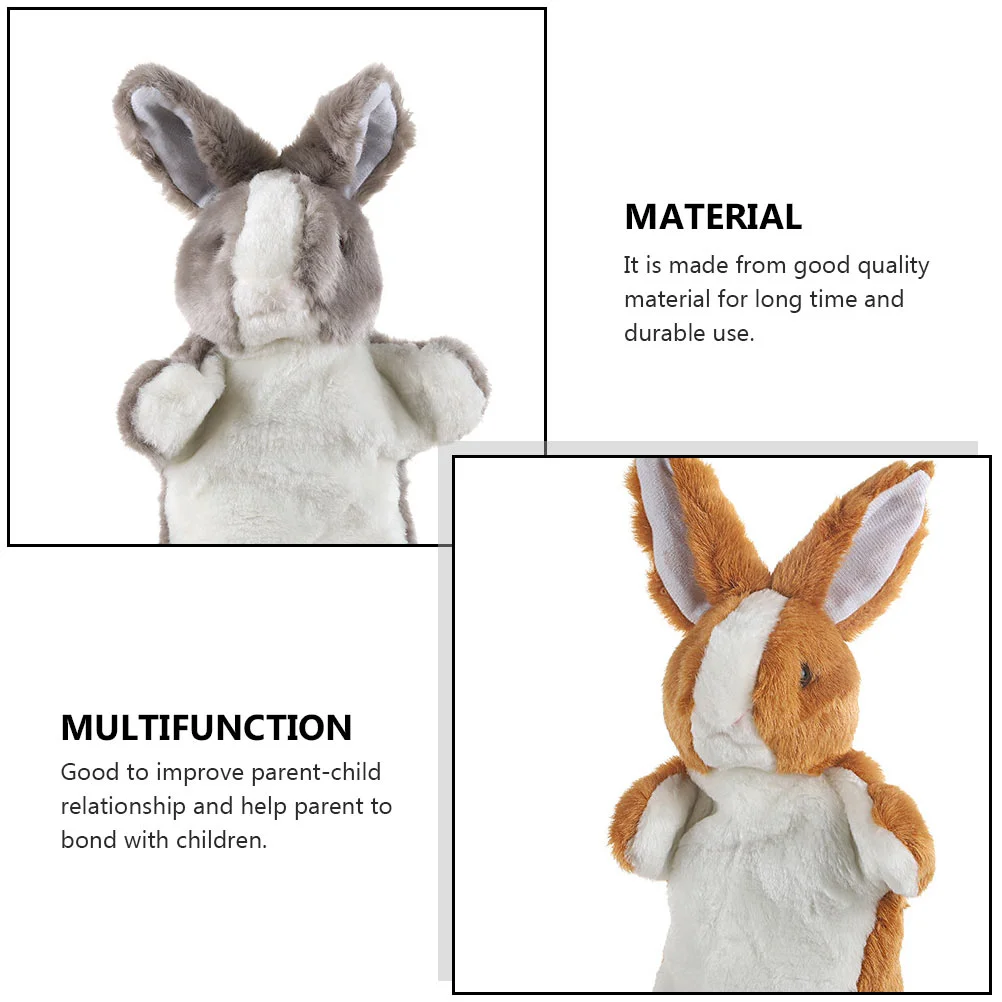 2 Pcs Plush Rabbit Hand Puppet Cartoon Puppets Educational Plaything Toy Puzzle Short Interactive Toys Funny