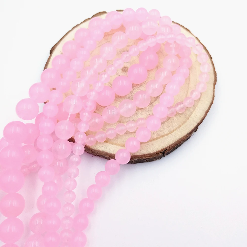 

8PCS 6/8/10/12MM Fashion Natural Stone Powder Chalcedony Agate Opal Round Beads Charm Loose Beads DIY Jewelry Pine Beads