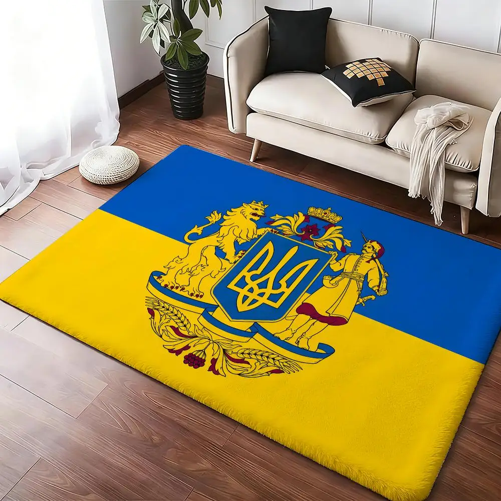 Flag U-Ukraine Floor Mat Soft Thickened Absorbent Non-Slip Bedroom Living Room Door Mat Home Decor Flannel Rugs