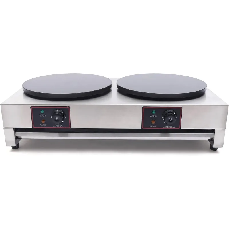 Электрическая блинница 16 дюймов, коммерческая электрическая блинница мощностью 3400 Вт, блинная машина с двойной конфоркой, электрическая блинница с антипригарным покрытием