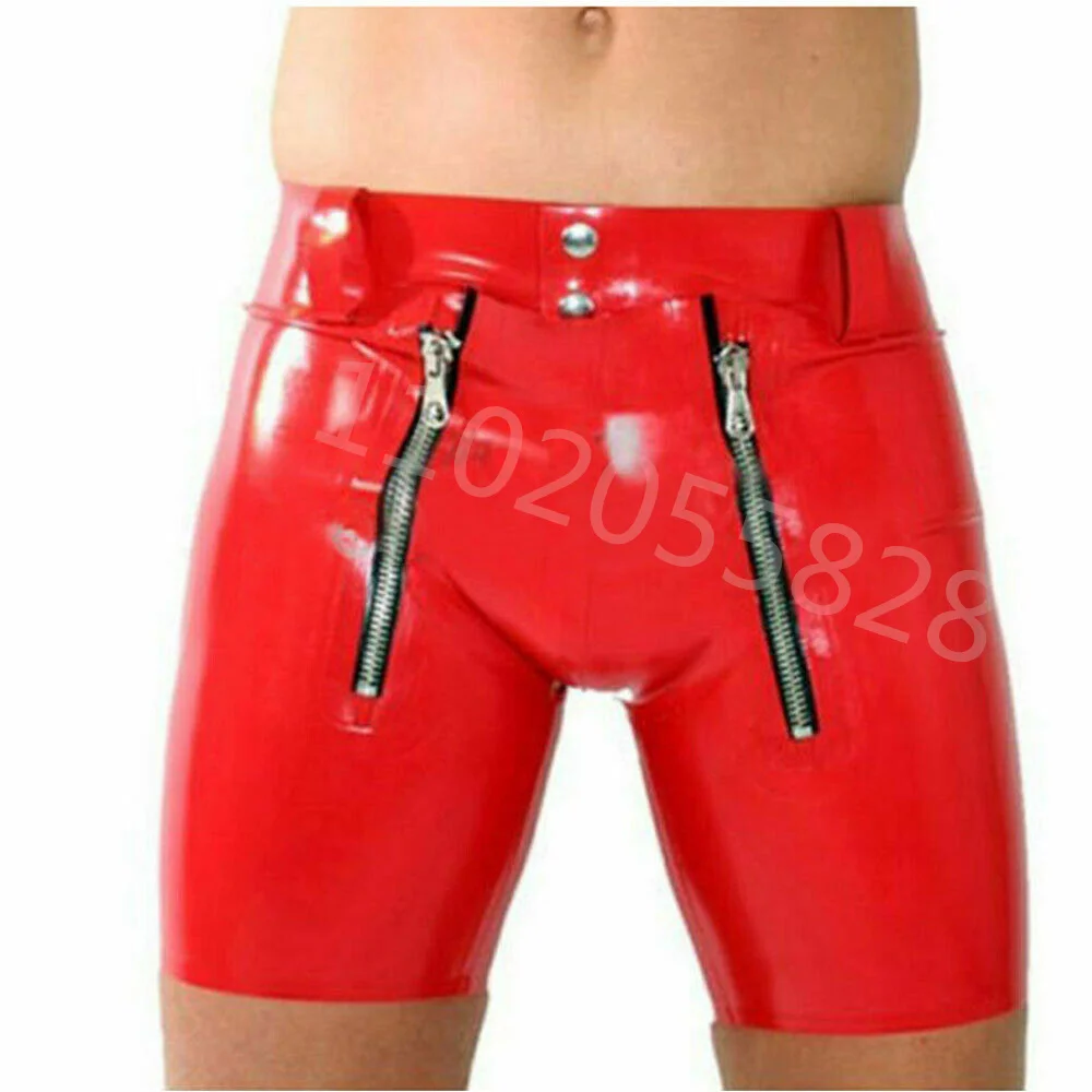 

New Fetish Latex MenTight Short Pants With Crotch Zipper Front Flat Codpiece Customized gay fetish Men latex Sexy Man Boxer