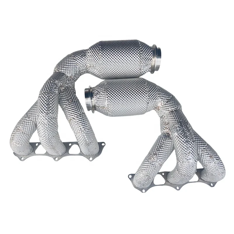 OEM High Performance Stainless Steel Exhaust Pipes Downpipe Manifold With Heat Shield  911 GT3 3.8T Catted Downpipe