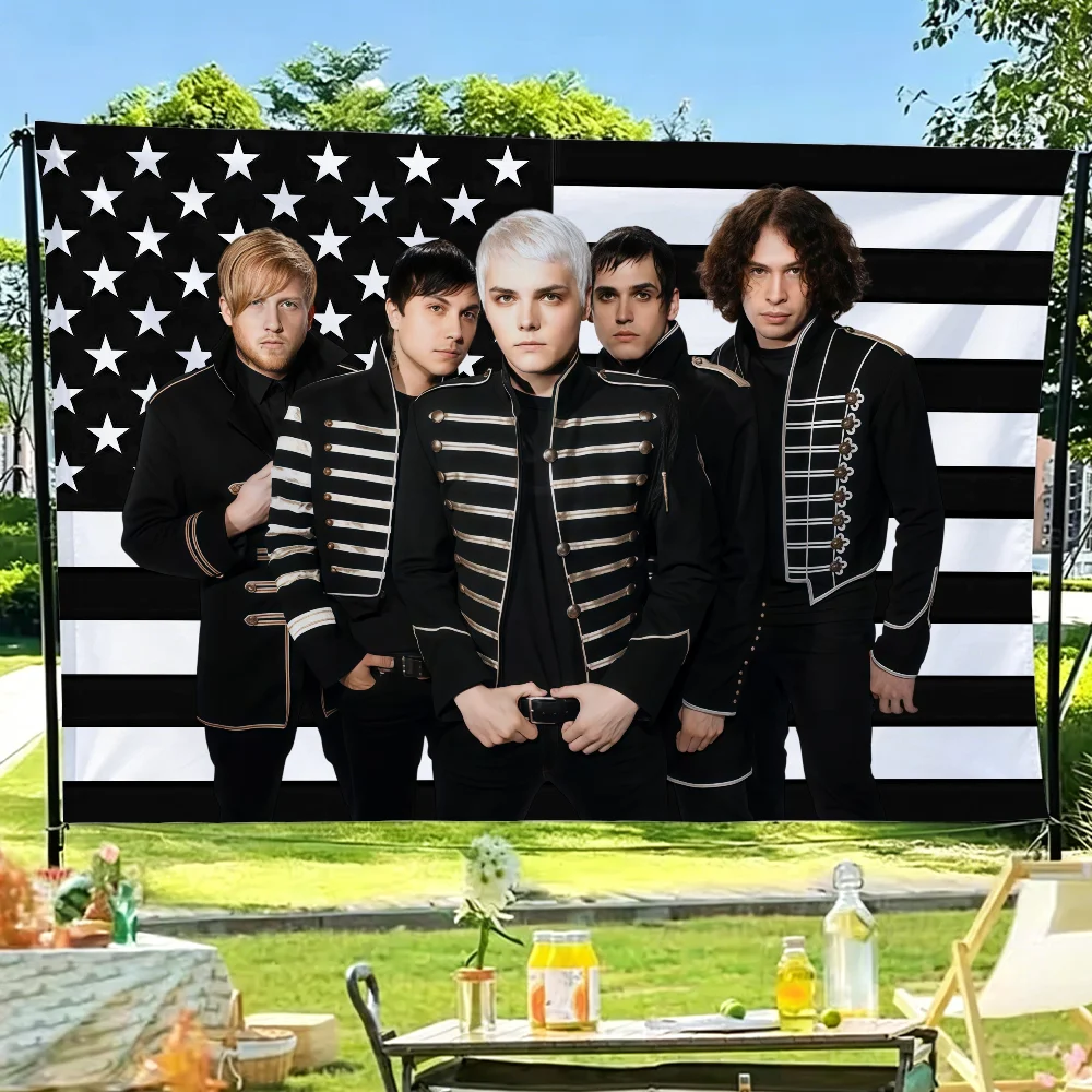 Band M-My C-Chemical R-Romance-S Flagge für Gartenparty, Wohnzimmer, Zuhause, Wanddekoration, Banner, Schlafzimmer, Outdoor-Wandteppich – Detail 4