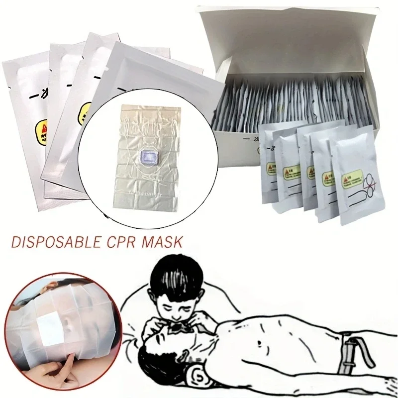 

5Pcs Portable First Aid Masks Breathing Mask Medical CPR Resuscitator Rescue Mouth Breath One-Way Valve Tools