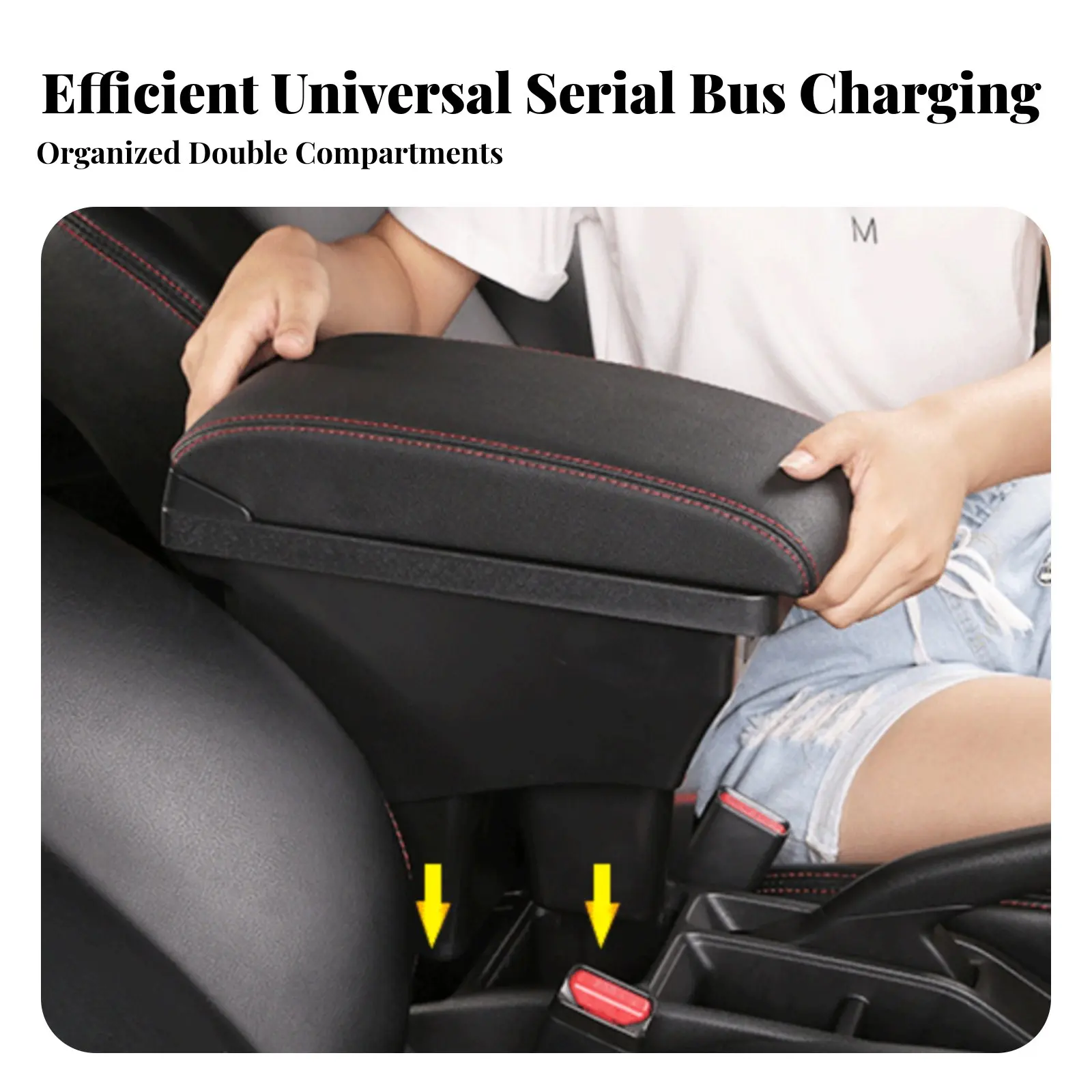 

Armrest Box for Compact Car 2014-2025, Fast Charging Port, Double Storage, Custom Fit, Easy Installation