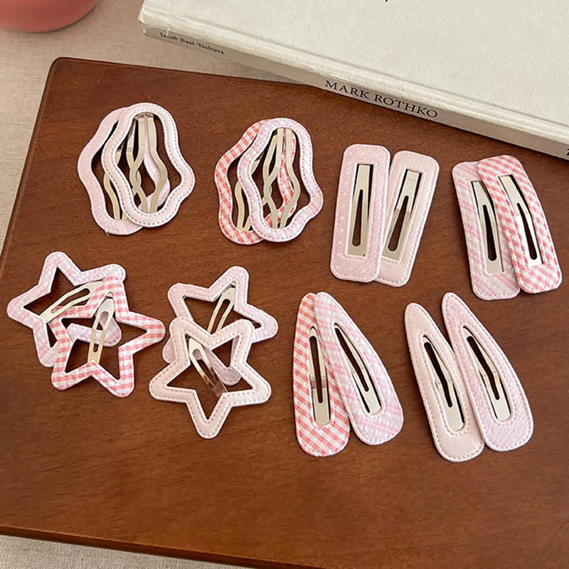 Cute Plaid Star Cloud BB Hair Clip for Women Pink Stray Bangs Hair Accessory Daily Face Wash Makeup Comfortable Premium