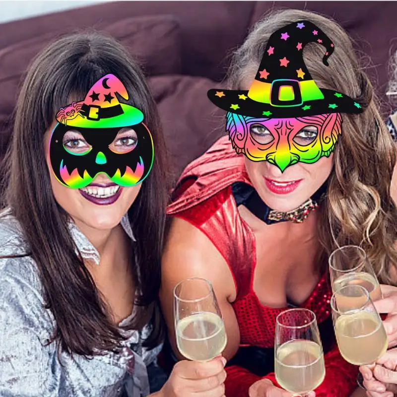 

1 комплект, Хэллоуин, скретч-арт, картина, бумажная маска, под покраску, пустая лиса, сделай сам, маска граффити, Хэллоуин, маскарад, вечерние, косплей, декор