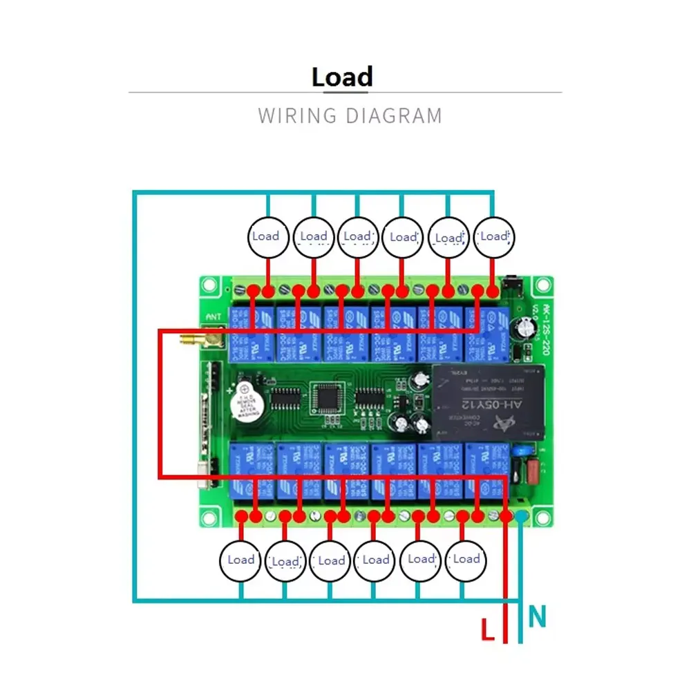 433MHz AC175-308V 12Channel Delay RF Remote Control Switch Transmitter And Receiver For Forwarder And Reverse Control